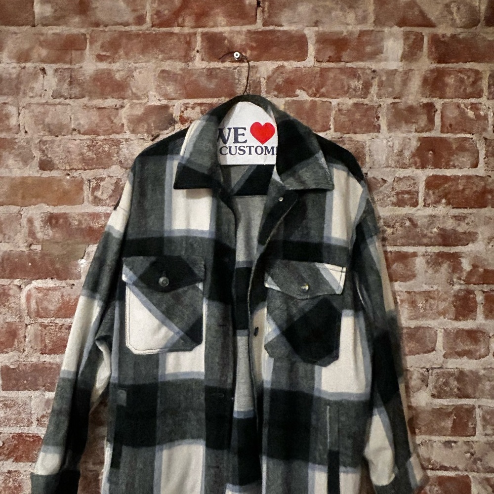 Zara Green and White Lightweight Shirt Jacket